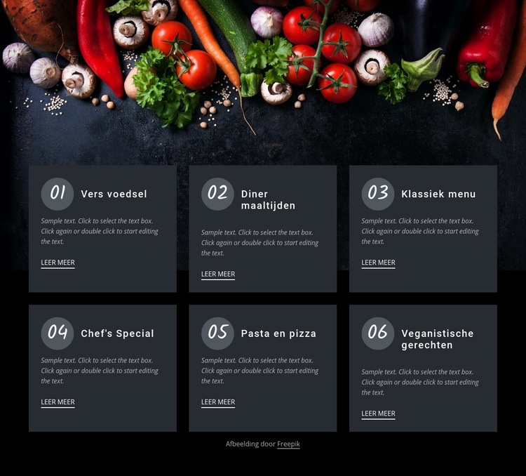 Vers voedselcafé Website ontwerp