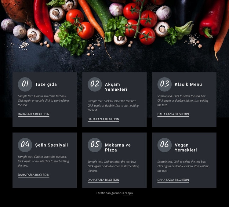 Taze yemek cafe Web sitesi tasarımı