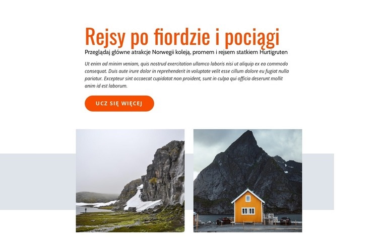 Rejsy po fiordach Makieta strony internetowej