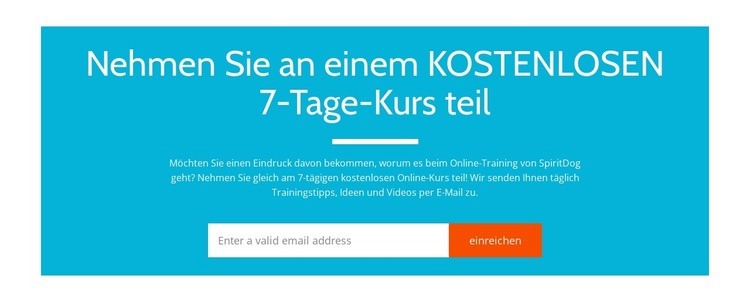 Nehmen Sie an einem kostenlosen 7-Tage-Kurs teil HTML5-Vorlage