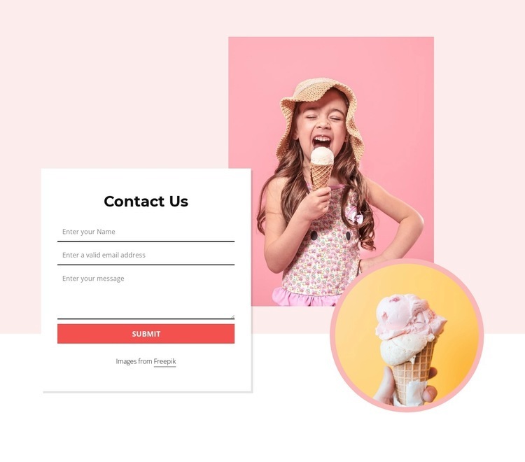 Contact us form with images Homepage Design