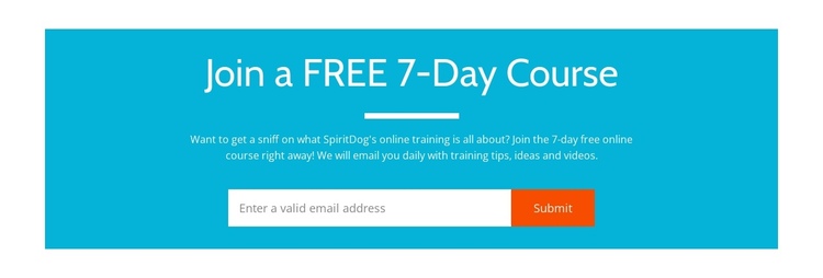 Join a free 7-day course One Page Template