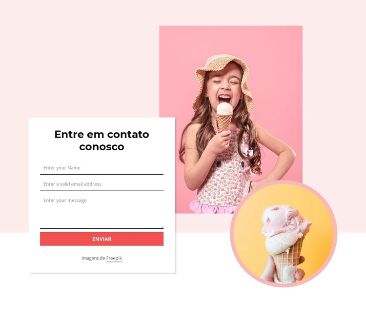 Contacte-nos formulário com imagens Modelo de site