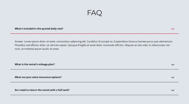 FAQ auf hellem Hintergrund CSS-Vorlage