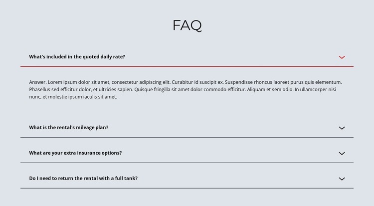 FAQ auf hellem Hintergrund Joomla Vorlage