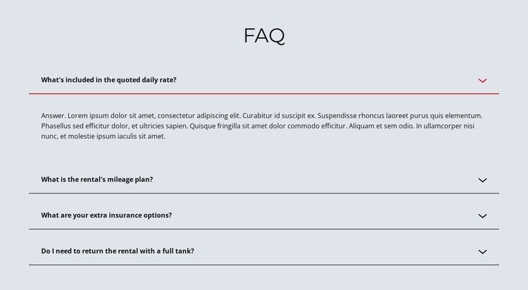 FAQ auf hellem Hintergrund Website design