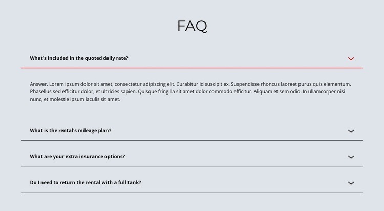 FAQ sur fond clair Conception de site Web