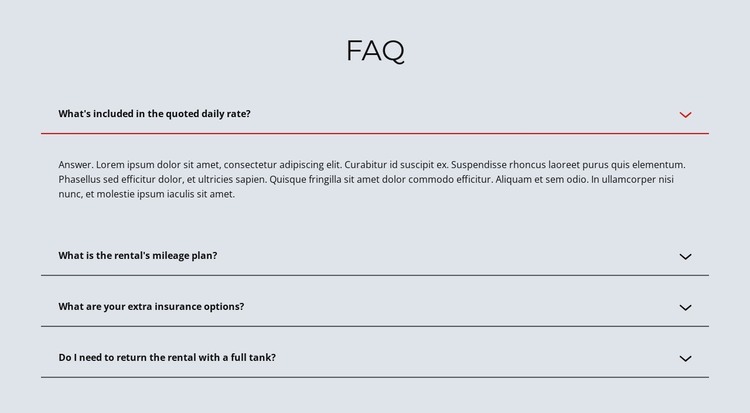 Faq op lichte achtergrond HTML-sjabloon