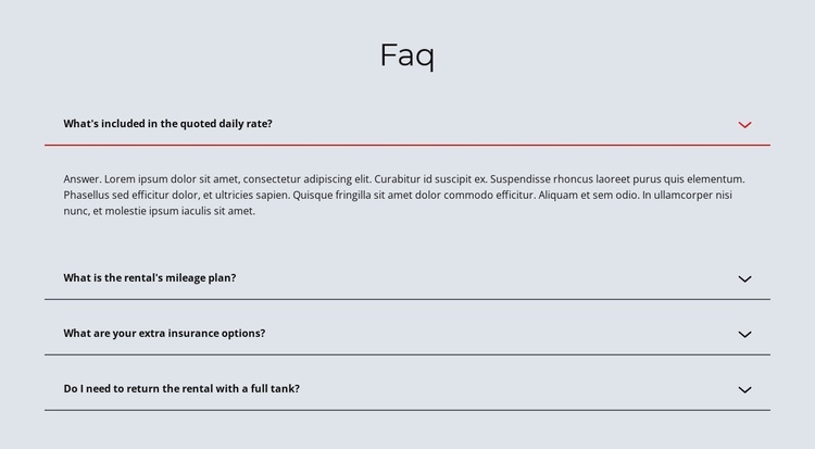 Faq on light background One Page Template