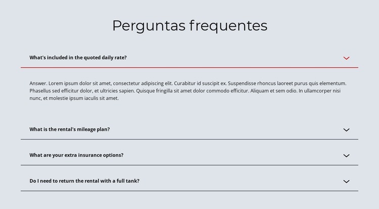 FAQ sobre fundo claro Template Joomla