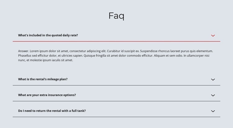 Faq på ljus bakgrund Html webbplatsbyggare