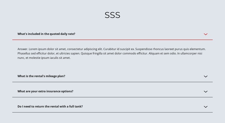 Açık renkli SSS CSS Şablonu