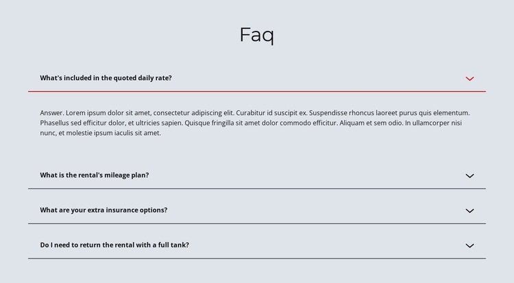 Faq on light background Website Builder Templates