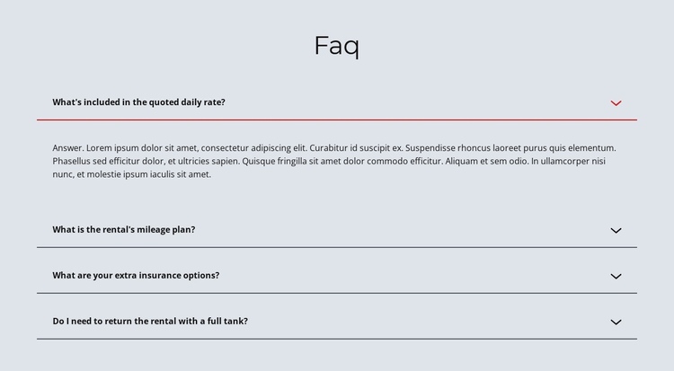 Faq on light background Website Builder Software