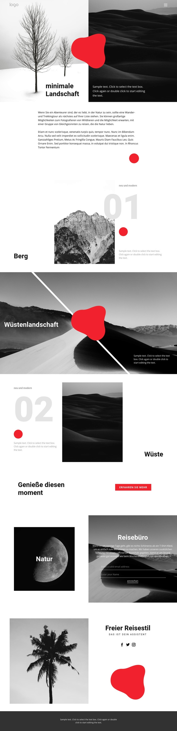 Minimales Landschaftsfoto HTML Website Builder