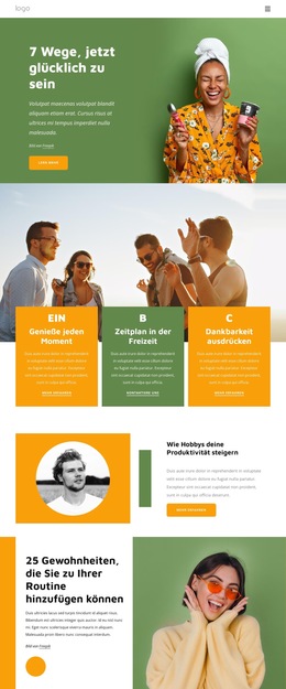 Gewohnheiten Glücklicher Menschen – Fertiges Website-Design