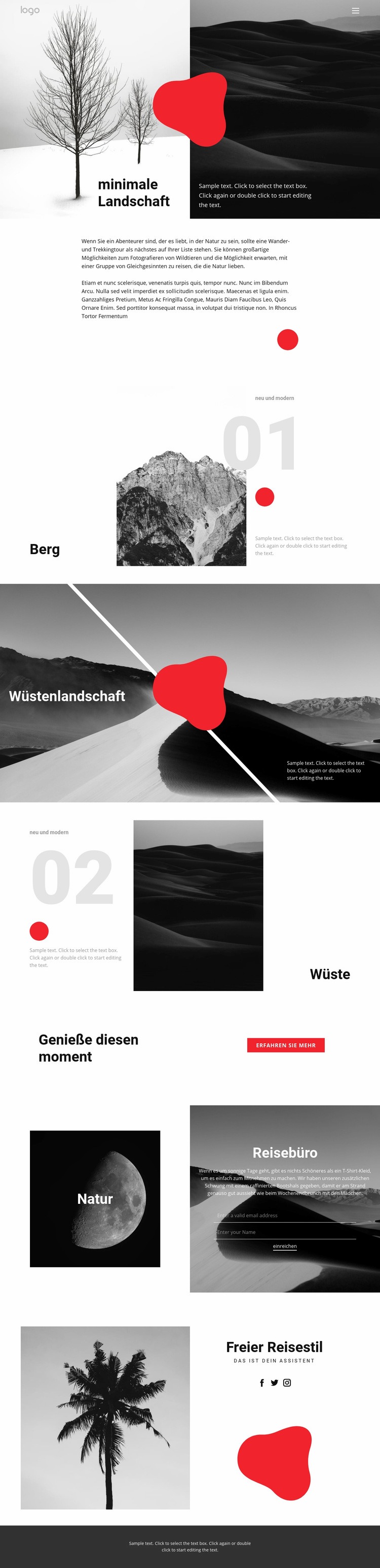 Minimales Landschaftsfoto Landing Page