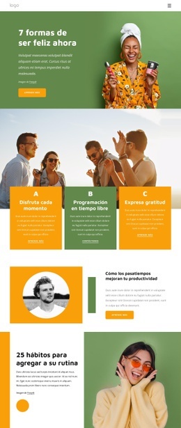 Diseño De Sitio Web Para Hábitos De La Gente Feliz