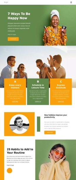 Habits Of Happy People - Functionality Homepage Design