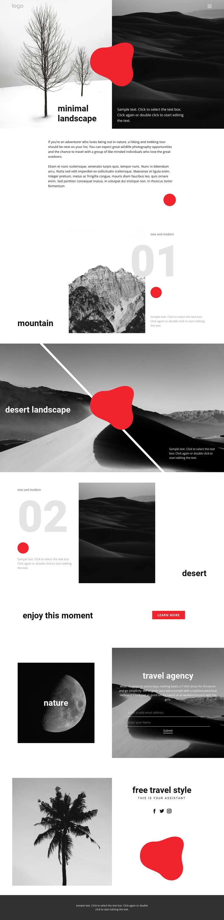 Minimal landscape photo One Page Template