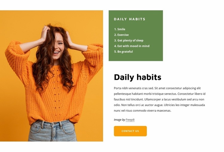 Daily habits Web Page Design