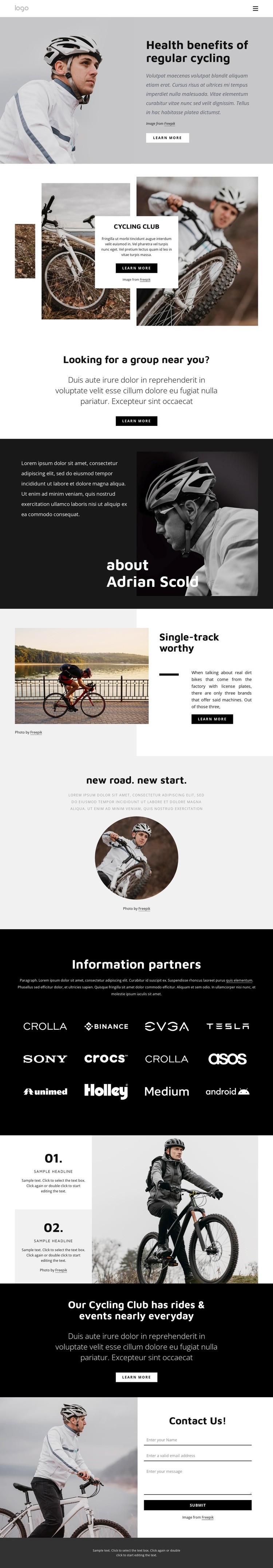 Benefits of regular cycling Homepage Design
