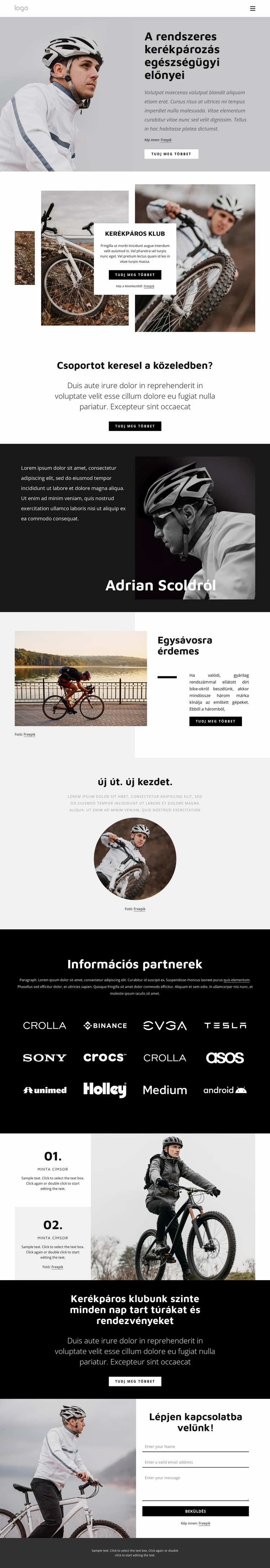 A rendszeres kerékpározás előnyei Weboldal sablon