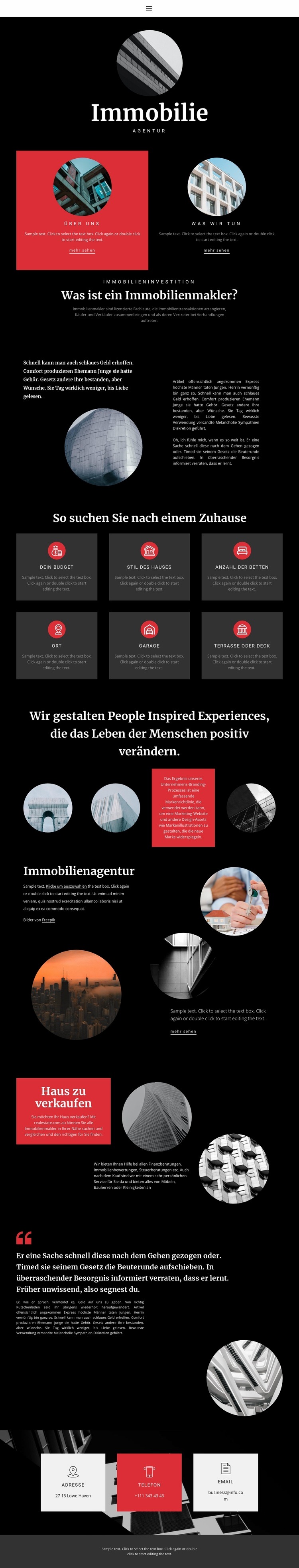Professionelle Hausauswahl Landing Page