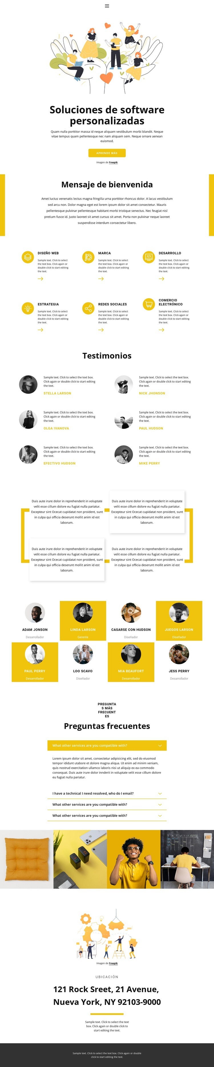 Esfera empresarial Maqueta de sitio web