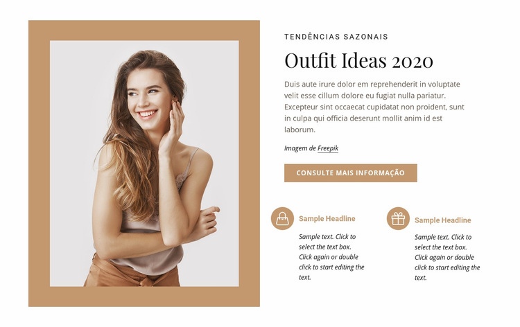 Modelo de moda e beleza Design do site