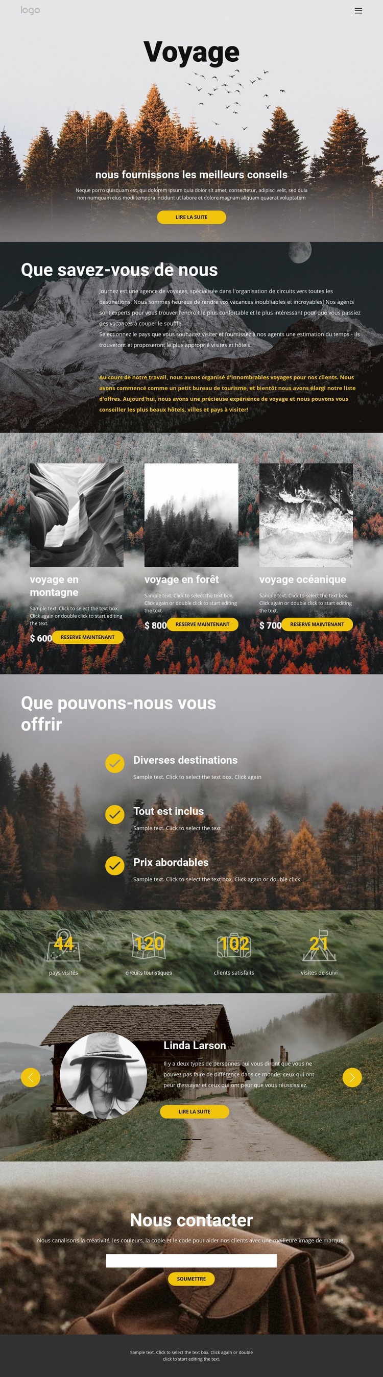 Voyage en solo sauvage Modèles de constructeur de sites Web