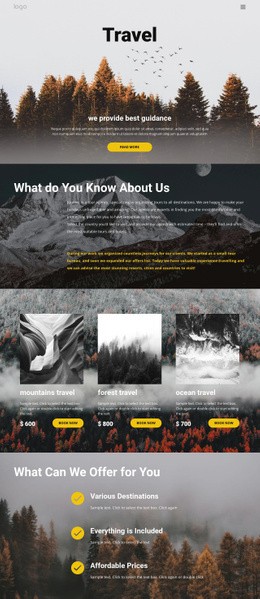 Wild solo travel - Html Code Example by Nicepage