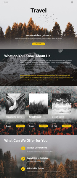 Stunning HTML5 Template For Wild Solo Travel