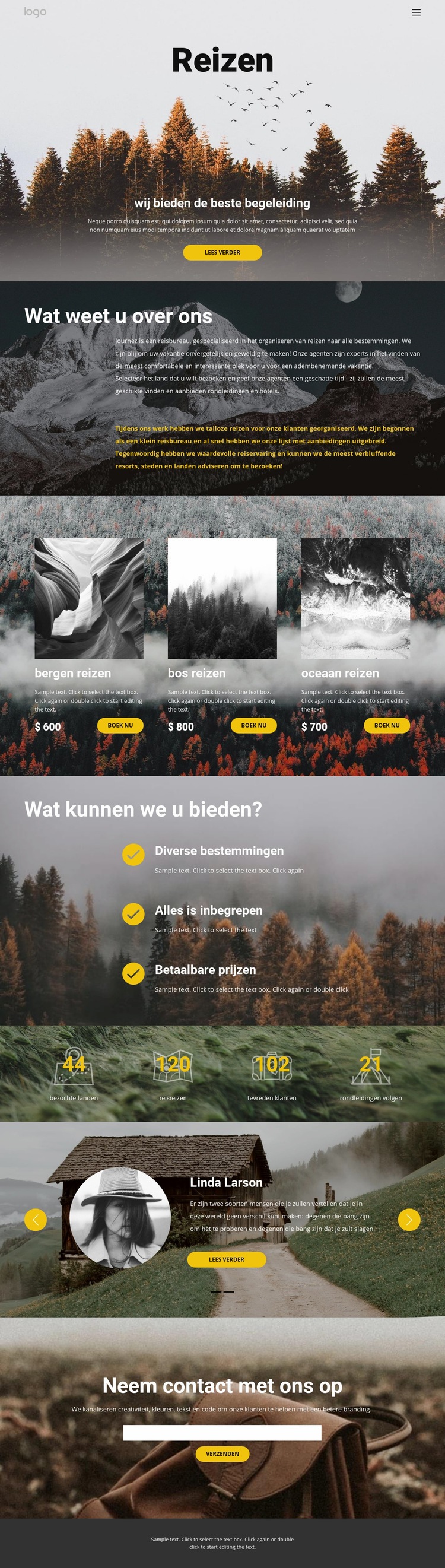 Wilde solo-reizen Website Builder-sjablonen