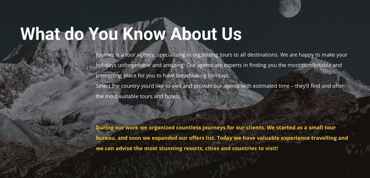 About our travel agency One Page Template