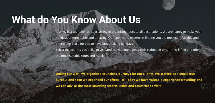 About our travel agency Squarespace Template Alternative