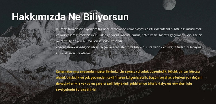 Seyahat acentemiz hakkında Web Sitesi Mockup'ı