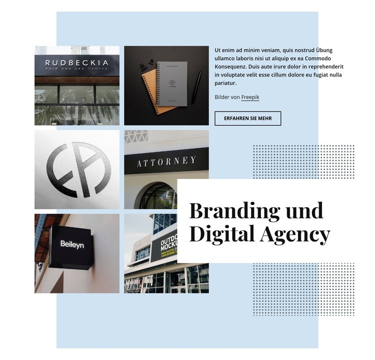 Branding und digitale Agentur Eine Seitenvorlage