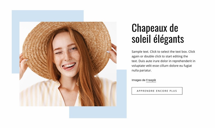 Chapeaux de soleil élégants Maquette de site Web