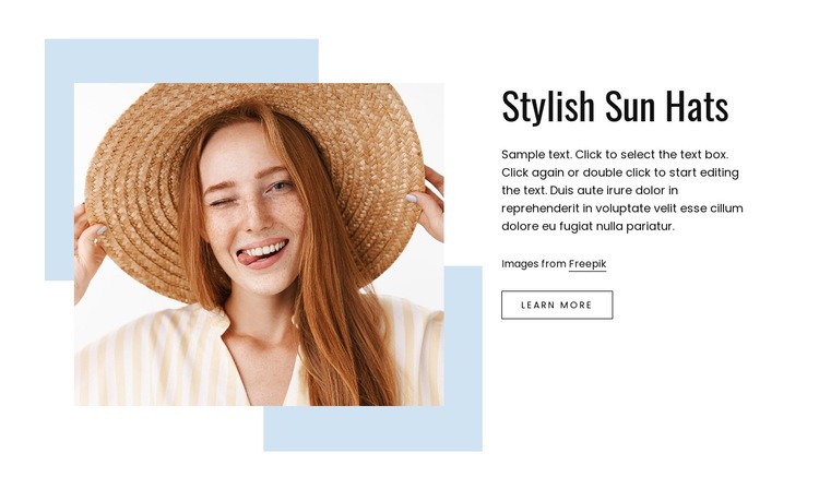 Stylish sun hats Homepage Design