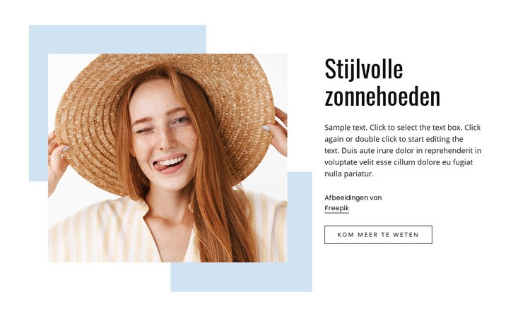 Stijlvolle zonnehoeden Website mockup