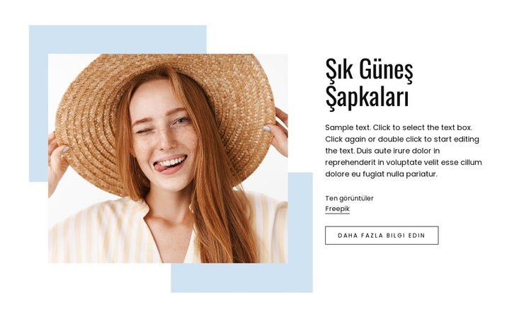 Şık güneş şapkaları Web sitesi tasarımı