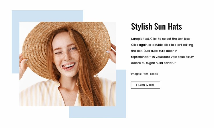 Stylish sun hats Website Mockup