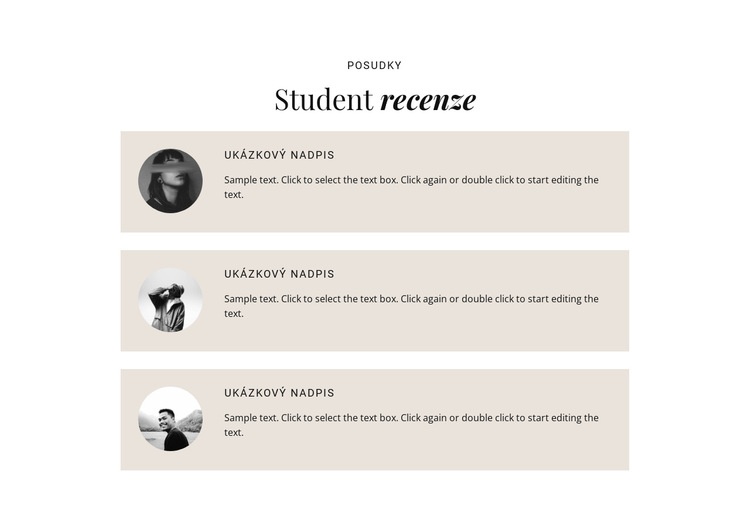 Recenze studentů obchodu Šablona webové stránky