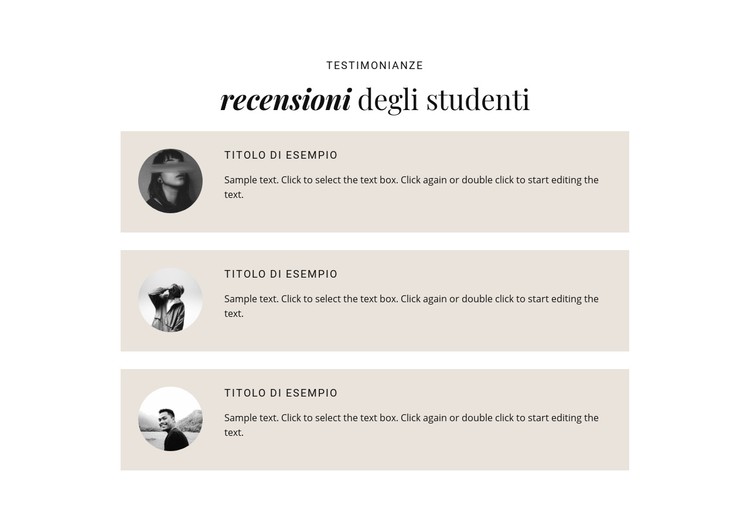 Recensioni degli studenti di affari Modello CSS