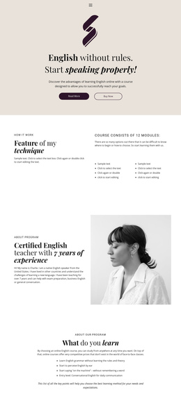 English No Rules School One Page Template