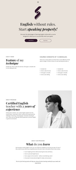 English No Rules School - Website Design