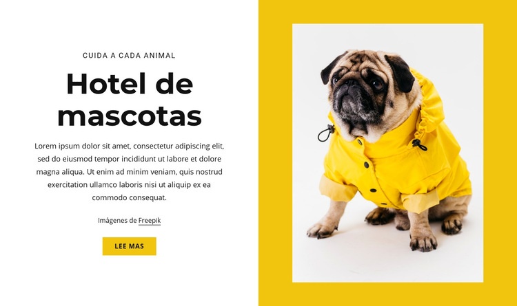 Hotel para mascotas y animales Maqueta de sitio web