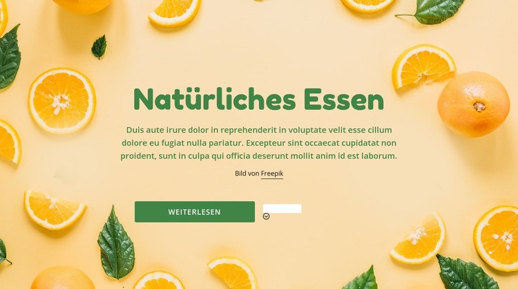 Natürliches gesundes Essen Eine Seitenvorlage