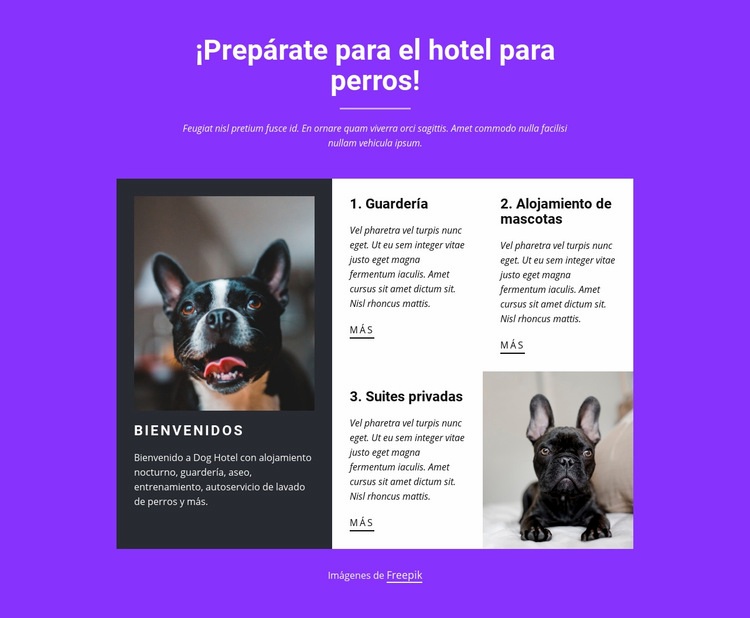 Servicios de alojamiento de perros Creador de sitios web HTML